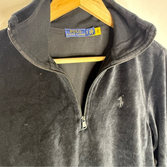 Polo Ralph Lauren Quarter Zip Pullover Black Velour Size Small - Picture 5 of 6